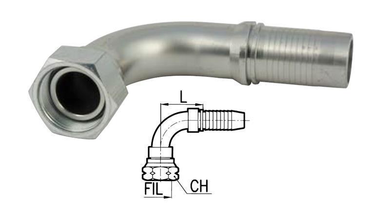 HYDRAULISCHE AANSLUITING BSP VROUWELIJKE ELBOW 90° DN13-3/8