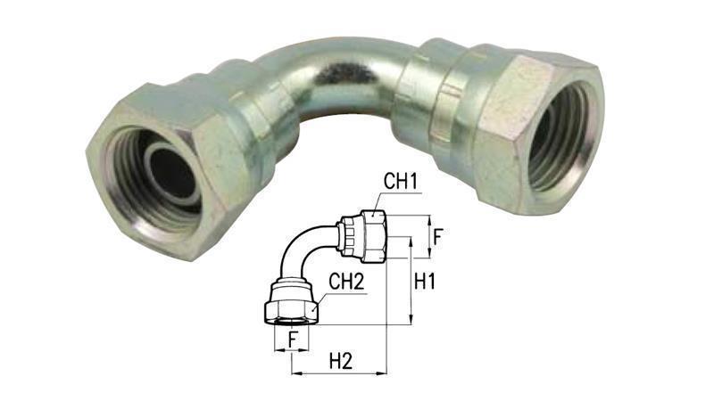 HYDRAULISCHE BOCHT 90° VROUW-VROUW 3/8