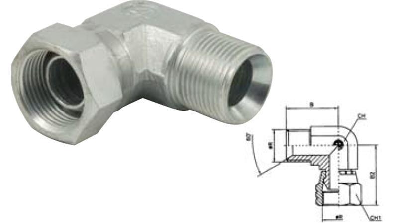 HYDRAULICKÝ OHYB 90° BSP KRÁTKÝ OTOČNÝ ŠROUB - MUŽ 1/4