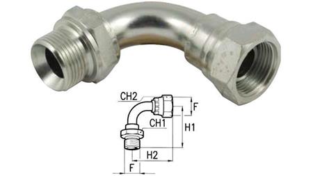 HYDRAULISCHE BOCHT 90° BSP MAN-VROUW M22x1.5