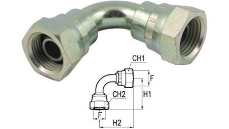 HYDRAULISCHE HOEK 90° VROUW-VROUW 3/8