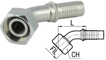 HYDRAULISCHE AANSLUITING DKOL 10 L MET VROUWELIJKE ELBOW 45 DN10-M16X1,5