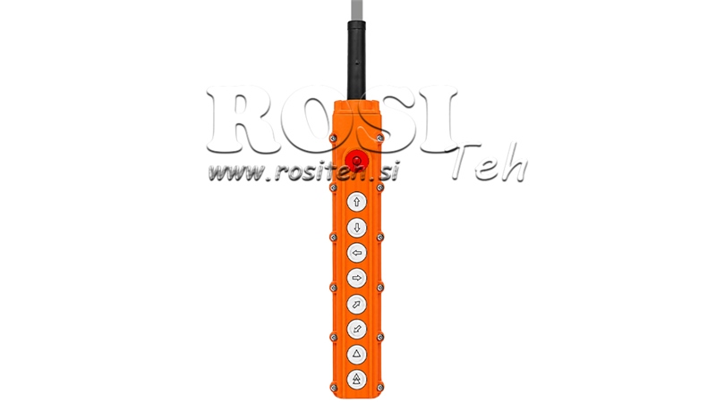 AFSTANDSBEDIENING SET MET 8 KNOPPEN + NOODSTOPSCHAKELAAR IN BEHUIZING MET KABEL