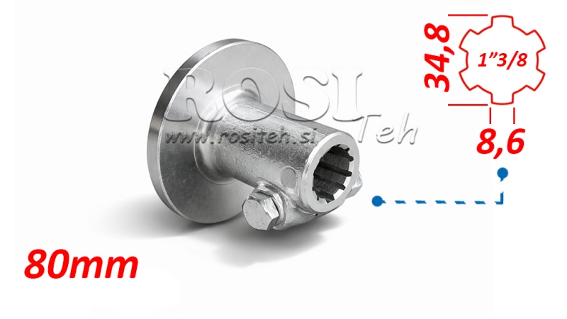 KARDAN ADAPTER MET FLENS EN PEN 1-3/8 (80 mm)