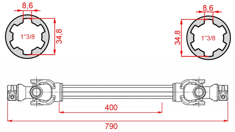 ECO KARDANVÕLL 790mm 35-60HP STANDARD