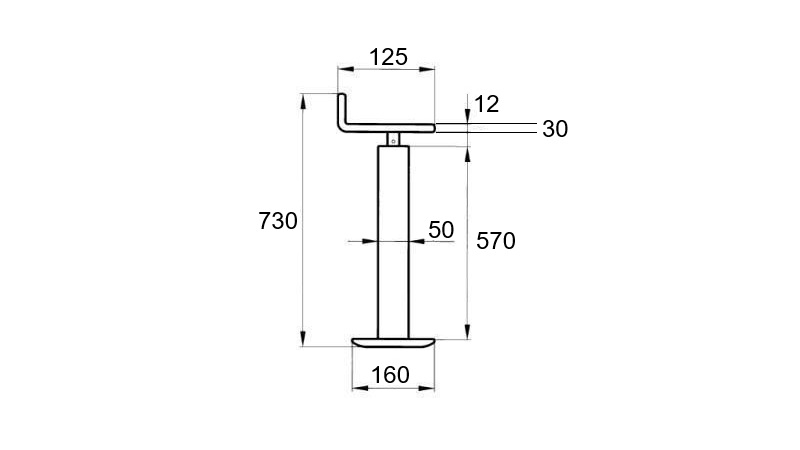 SCHROEFDRAAD STEUNPOOT (HOOGTE 730 mm - SLAG 255 mm) - 300 kg