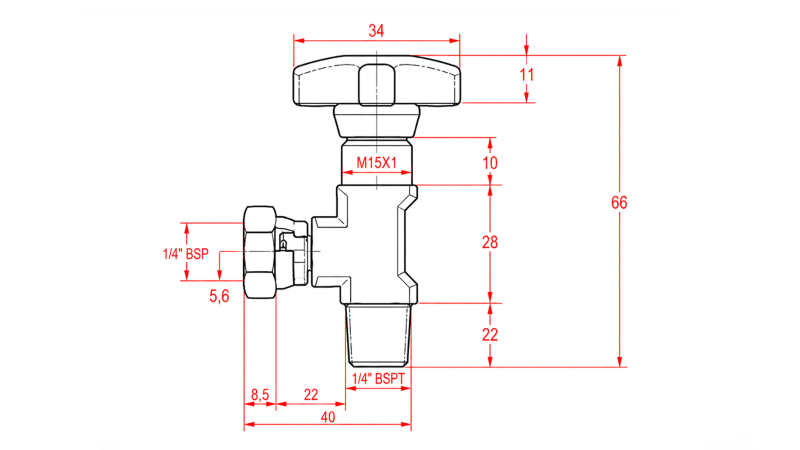 HYDRAULISCHE KLEP VOOR MANOMETER 90°