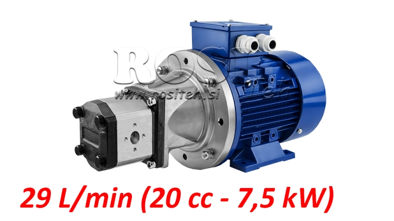 ENSAMBLAJE DE BOMBA HIDRÁULICA GR.2 20 CCM + MOTOR ELÉCTRICO 3-FASE - 7.5 KW (FLUJO = 29 LIT/MIN)