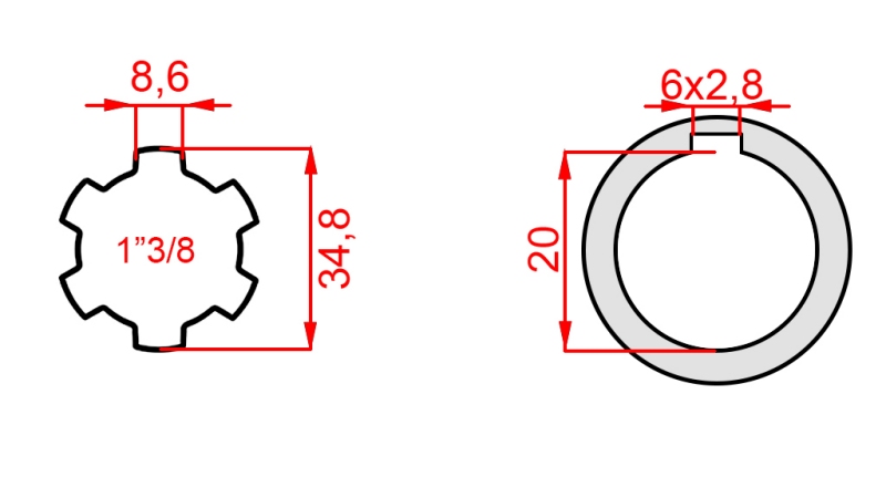 ΑΝΤΑΠΤΟΡΑΣ ΚΑΡΝΤΑΝ 1-3/8 - ΟΠΗ fi 20 mm (145 mm)