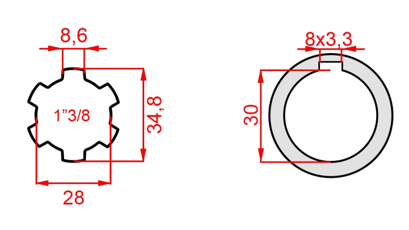 KARDAN ADAPTER 1-3/8 - GAT fi 30 mm (145 mm)