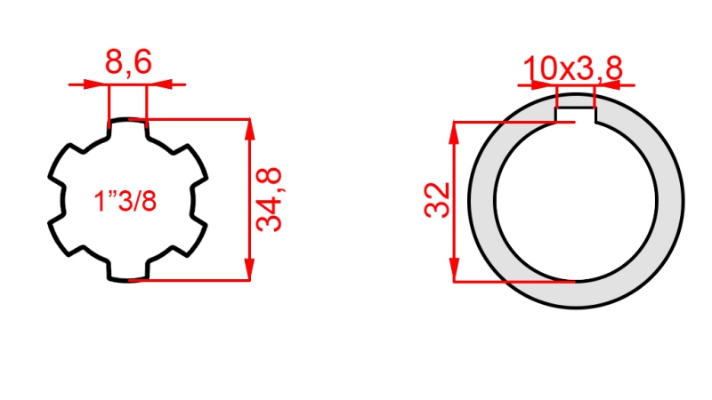 KARDANADAPTER 1-3/8 - AVA fi 32 mm (150 mm)