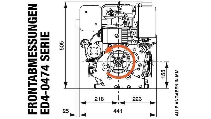 Dieselmotor 474cc-8.0kW-3.600 U/min-E-KW25x88-elektrischer Start