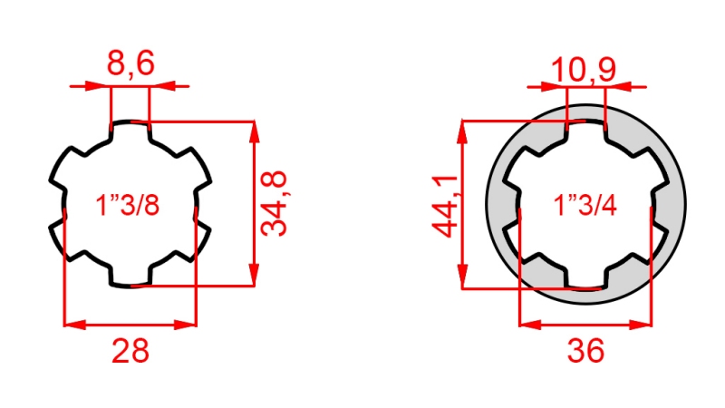 ADATTATORE CARDANICO DA 1-3/4 A 1-3/8 (165 mm)