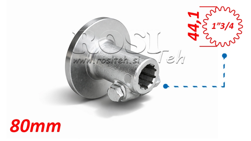 ADAPTADOR CARDÁN CON BRIDA Y PASADOR 1-3/4 (80 mm) (20 ESTRÍAS)