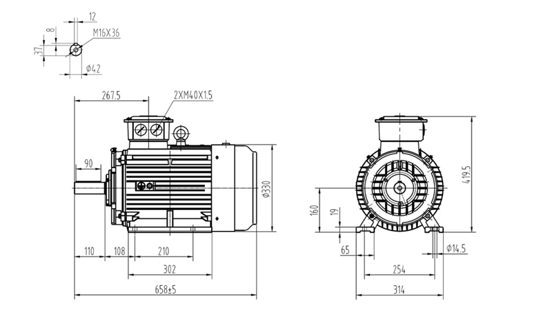 11KW-ELECTRIC MOTOR Y3 160M1-2_2930RPM 3FASEN VOETEN-B3
