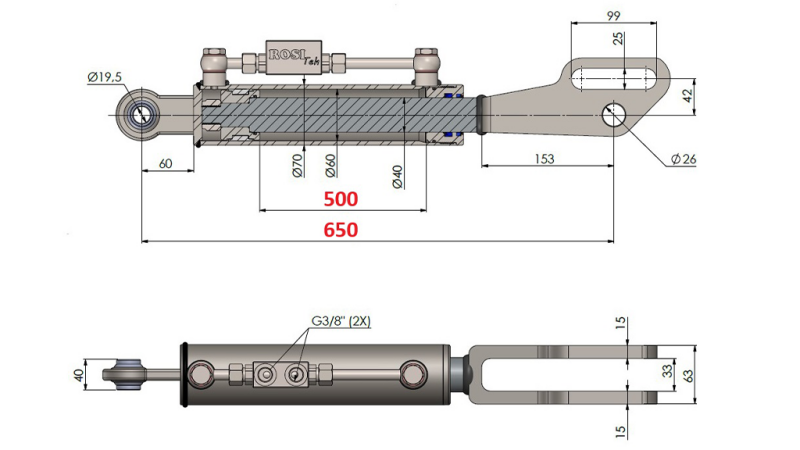 2TON. HYDRAULISCHE HEFSTANG MET GEWRICHTSOOG 60/40-150 (500MM-650MM)