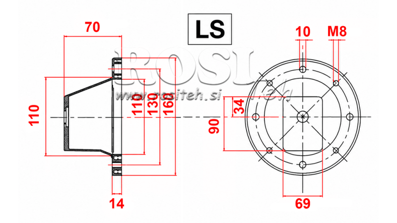 HYDRAULISCHE FLANGE - BELL LS161 (EM0,25-0,37KW/GR1)