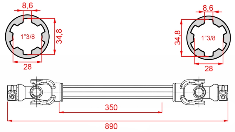 ALBERO CARDANICO ECO 890mm 30-75HP STANDARD
