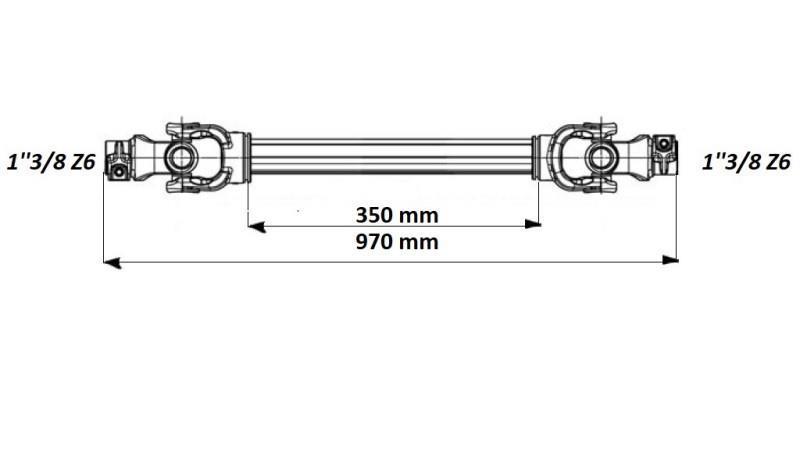 ECO CARDAN 970mm 70-110PK MET LAMELLA - afmetingen