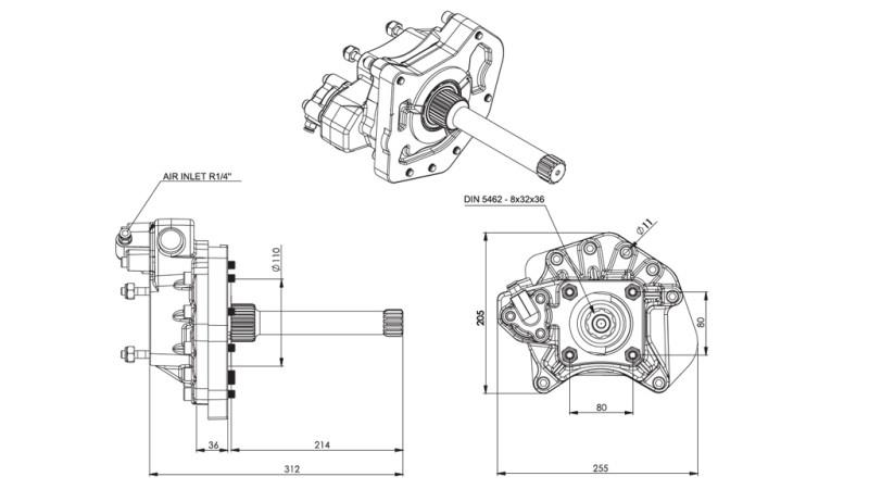 Afmetingen HYDRAULISCHE POMP AANDRIJVING - MERCEDES ACTROS A