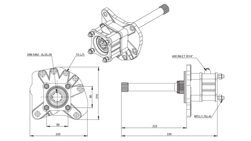 Afmetingen VAN HYDRAULISCHE POMP - MERCEDES AXOR 1