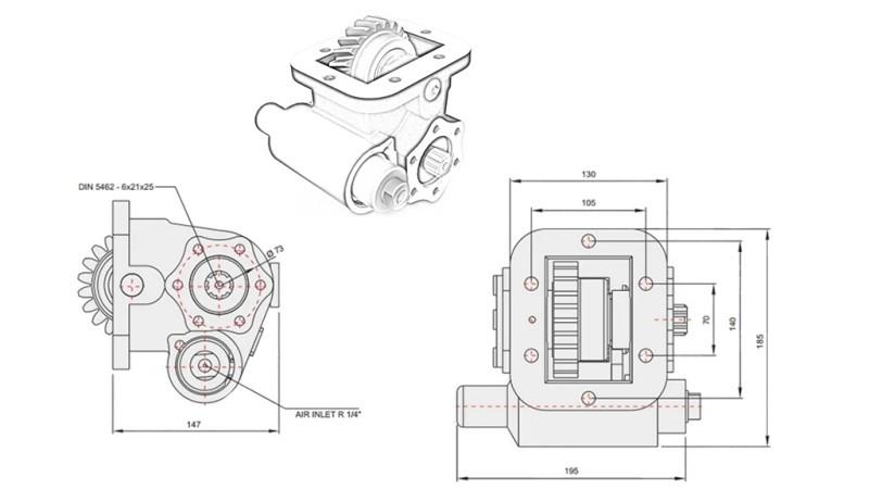 Afmetingen VAN HYDRAULISCHE POMP - IVECO 475 SMLX