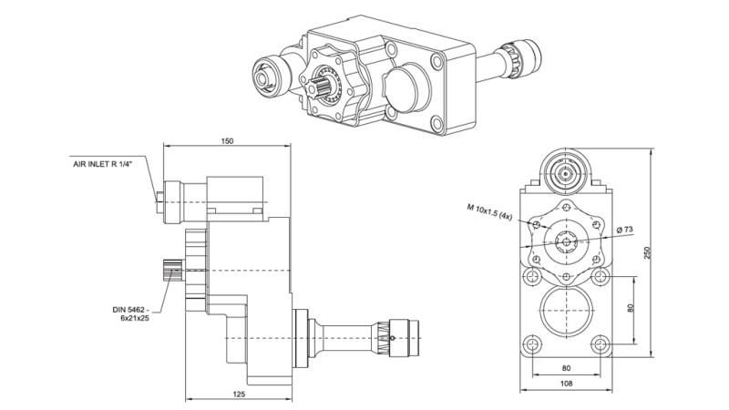 Afmetingen UITGANG VOOR HYDRAULISCHE POMP - IVECO 2895