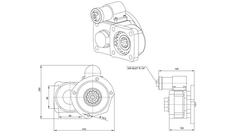 Dimensionen AUSGANG FÜR HYDRAULIKPUMPE - VOLVO R5-2