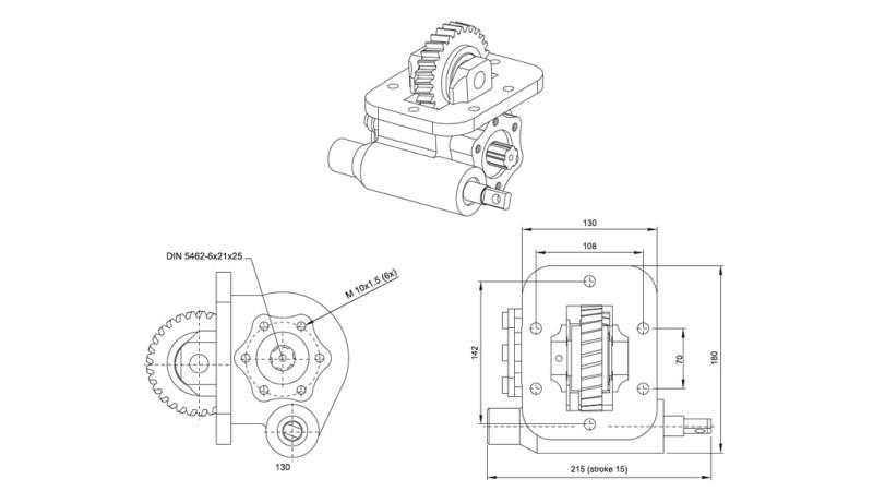 Afmetingen VAN HYDRAULISCHE POMP - ISUZU MSB 5S VACUUM