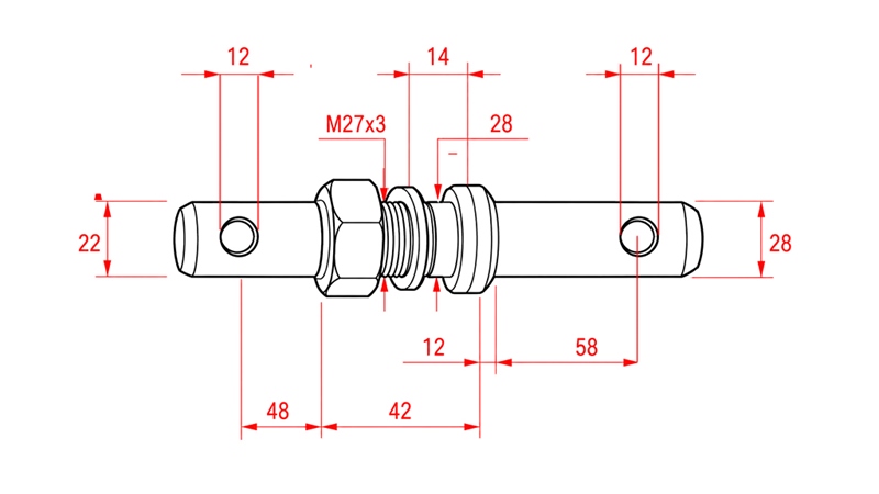 MONTEERPIN FI22/28MM MET SCHROEF M27X3
