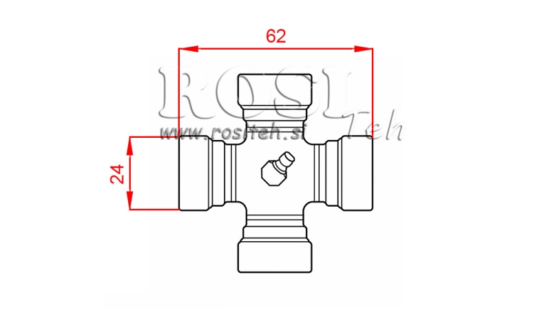 KRUIS F-24,00X62,00 VOOR ECO KARDANAS 790mm 35-60HP STANDAARD