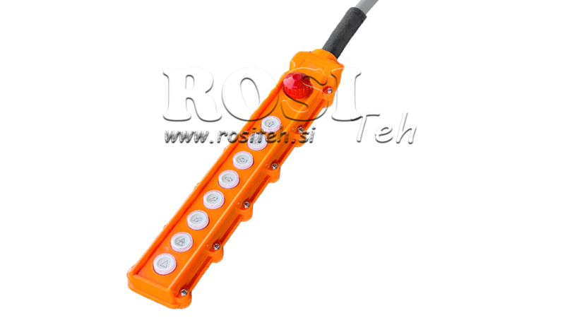 AFSTANDSBEDIENING SET MET 8 KNOPPEN + NOODSTOPSCHAKELAAR IN BEHUIZING MET KABEL