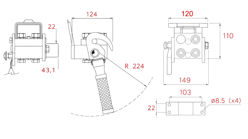 MULTI-FASTER KOPPELING 3-WEG BSP 1/4 VAST DEEL (EEN HENDEL)