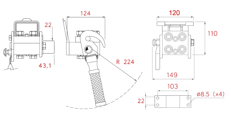 MULTI-FASTER KOPPELING 3-WEG BSP 1/4 MOBIEL DEEL (EEN HENDEL)