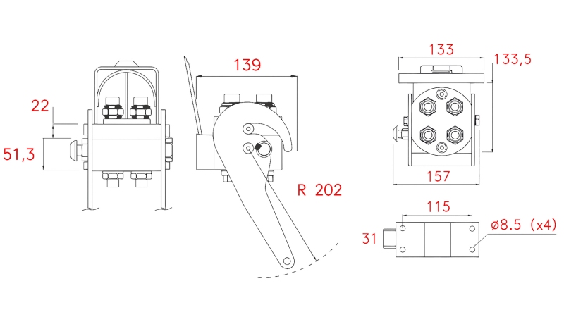 MULTI-FASTER KOPPELING 4-WEG BSP 3/8 MOBIEL DEEL