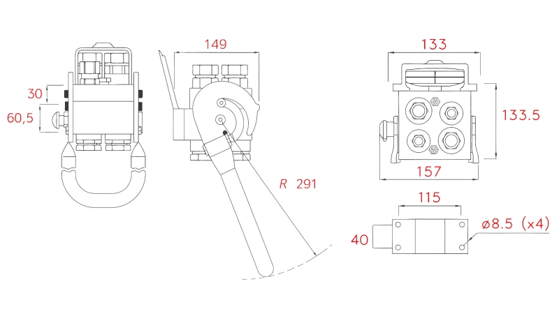 MULTI-FASTER KOPPELING 4WEG BSP 2×1/2 2×3/4 VASTE DEEL