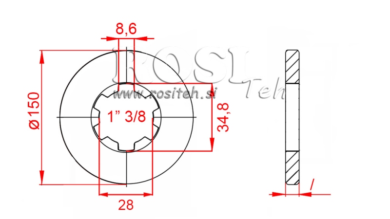 KARDAN ADAPTER MET FLENS EN PEN 1-3/4 (80 mm)