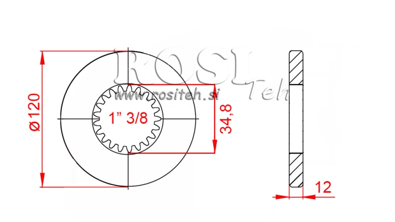 KARDAN ADAPTER MET FLENS EN PEN 1-3/8 (80 mm) (21 SPLINES)