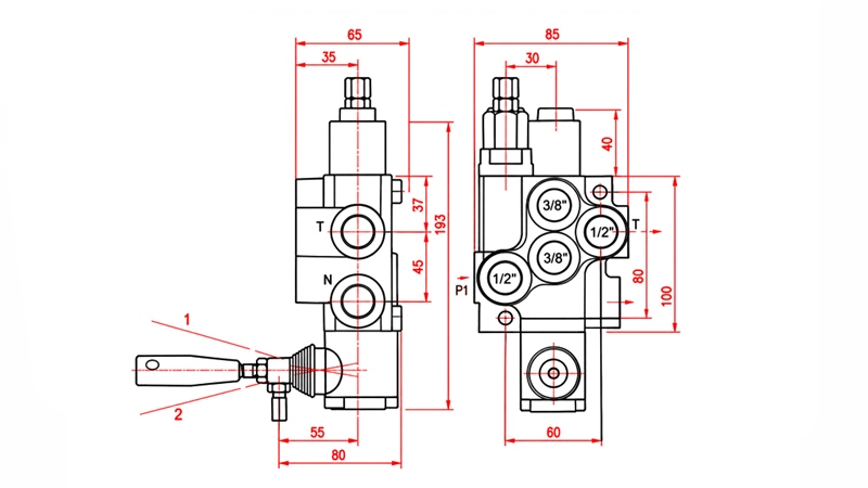 HYDRAULISCH HANDVENTIEL – 1-SECTIE STUURVENTIEL 1xR40 ECO