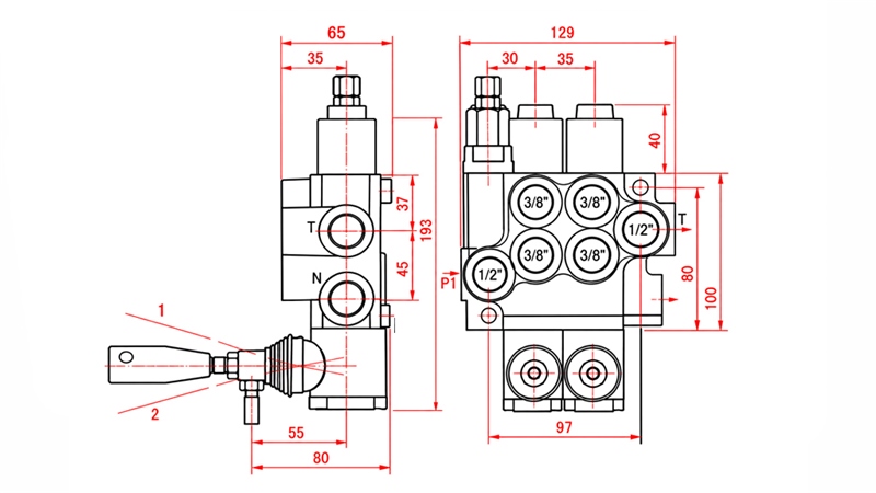 HYDRAULISCH HANDVENTIEL – 2-SECTIE STUURVENTIEL 2xR40 ECO