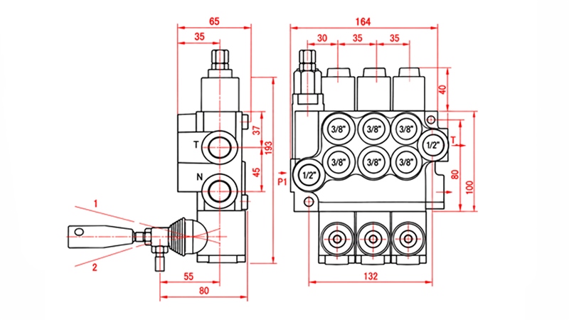 HYDRAULISCH HANDVENTIEL – 3-SECTIE STUURVENTIEL 3xR40 ECO