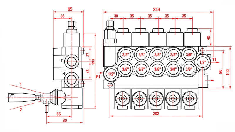 HYDRAULISCH HANDVENTIEL – 5-SECTIE STUURVENTIEL 5xR40 ECO