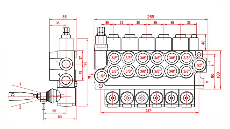 HYDRAULISCH HANDVENTIEL – 6-SECTIE STUURVENTIEL 6xR40 ECO