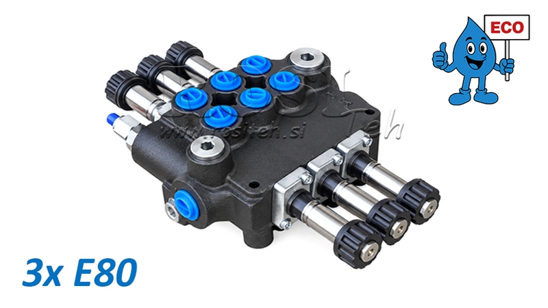 HYDRAULISCH MAGNEETVENTIEL (ZONDER SPOELEN) – 3-SECTIE STUURVENTIEL 3xE80 ECO