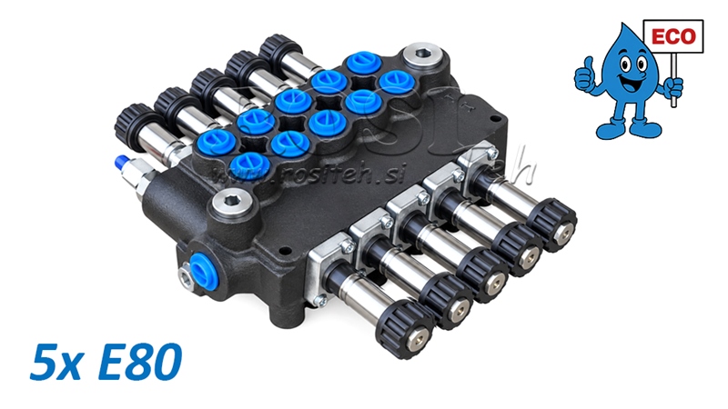 HYDRAULISCH MAGNEETVENTIEL (ZONDER SPOELEN) – 5-SECTIE STUURVENTIEL 5xE80 ECO