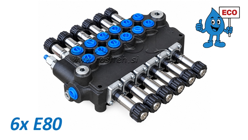 HYDRAULISCH MAGNEETVENTIEL (ZONDER SPOELEN) – 6-SECTIE STUURVENTIEL 6xE80 ECO