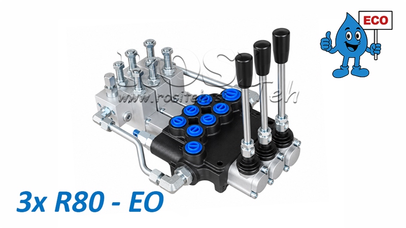 HYDRAULISCH ELEKTRO-HANDVENTIEL (ZONDER SPOELEN) – 3-SECTIE STUURVENTIEL 3xR80-EO ECO