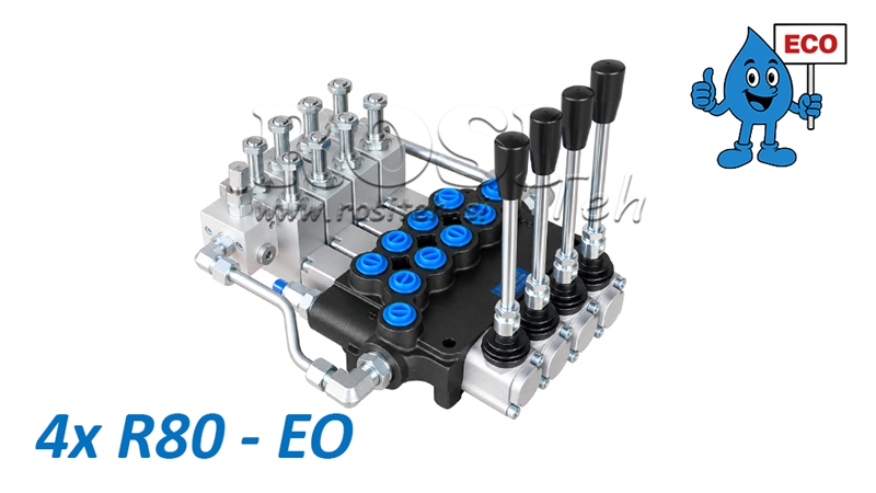 HYDRAULISCH ELEKTRO-HANDVENTIEL (ZONDER SPOELEN) – 4-SECTIE STUURVENTIEL 4xR80-EO ECO
