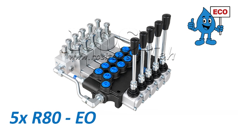 HYDRAULISCH ELEKTRO-HANDVENTIEL (ZONDER SPOELEN) – 5-SECTIE STUURVENTIEL 5xR80-EO ECO