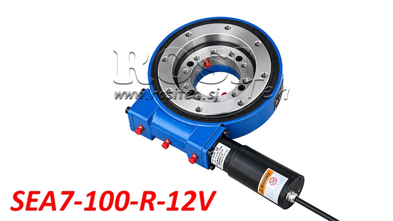 WORMWIELAANGEDREVEN DRAAIAANDRIJVING SERIE SEA7-100-R MET ELEKTROMOTOR 12V - OVERBRENGINGSVERHOUDING 71:1 - ECO